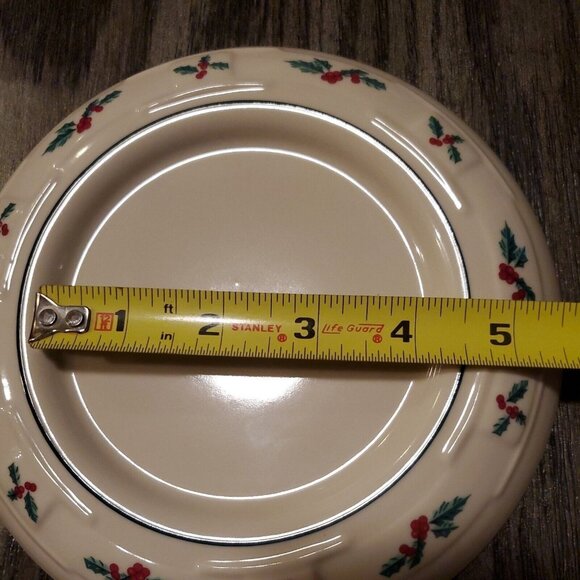 NIB Longaberger Pottery Woven Tradition Holly Berry Pillar Candle Plate 38032 - Picture 5 of 5